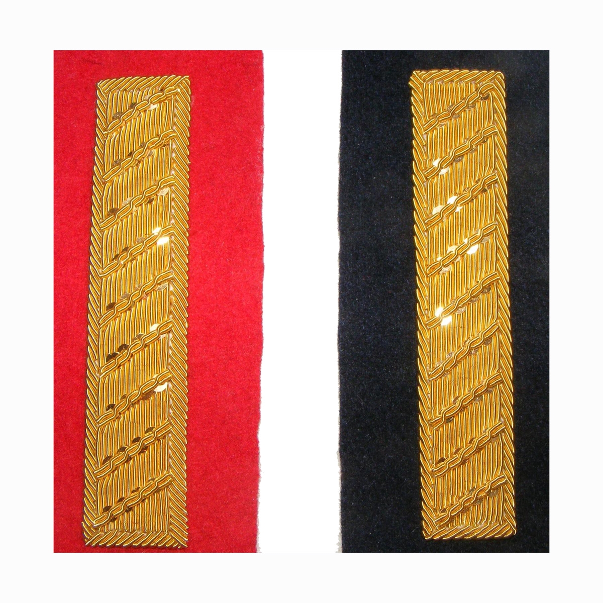 Shoulder straps - hand embroidery bullion wire goldwork red and black color Bullion Wire Cord Should